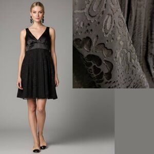 GUESS Silk Blend Black Lingerie-Style Mini Dress Beaded Bodice Lined